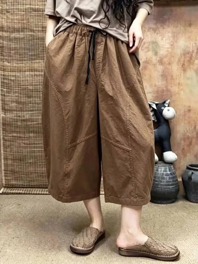 Amax LuluE Summer Fashion Leisure Soild Trousers Ladies Japanese Design Loose Vintage Pants Womens 2026 Classic Elegant Clothes