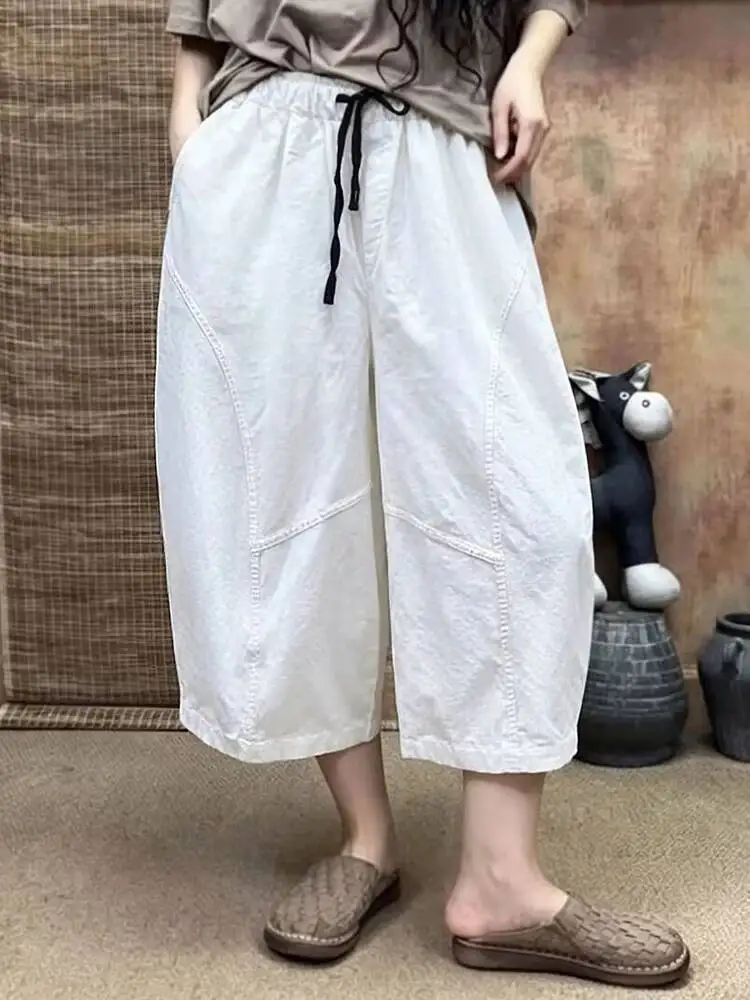 Amax LuluE Summer Fashion Leisure Soild Trousers Ladies Japanese Design Loose Vintage Pants Womens 2026 Classic Elegant Clothes