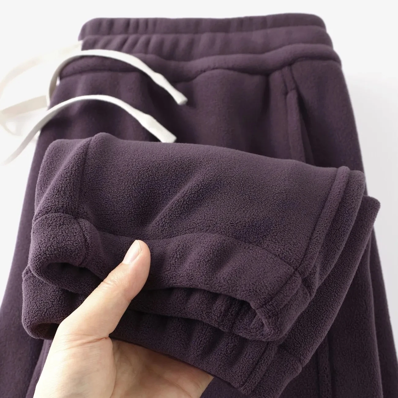 Women Fleece Lined Trousers Fall Winter Wearable Worn Resistant Cuffed Pants Fashion Loose High Waist Long Warm Casual Trousers
