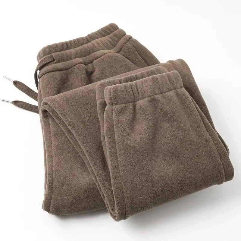 Women Fleece Lined Trousers Fall Winter Wearable Worn Resistant Cuffed Pants Fashion Loose High Waist Long Warm Casual Trousers
