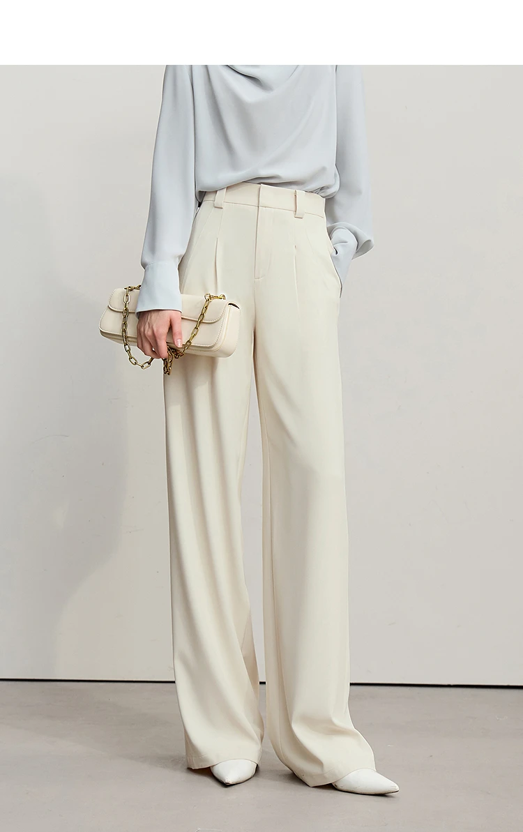 Amii Wide Pants 2026 Autumn New Commuter Absorption Breathable Women's Pants Solid Color Simple Casual Woman Trousers12611011