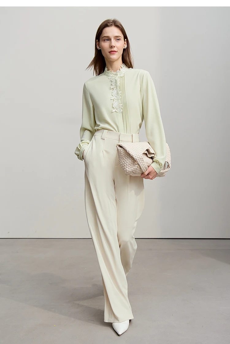 Amii Wide Pants 2026 Autumn New Commuter Absorption Breathable Women's Pants Solid Color Simple Casual Woman Trousers12611011