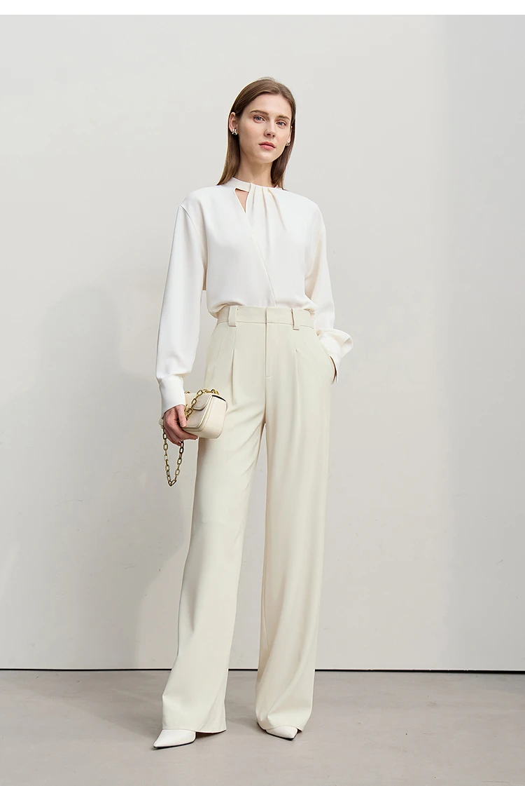Amii Wide Pants 2026 Autumn New Commuter Absorption Breathable Women's Pants Solid Color Simple Casual Woman Trousers12611011