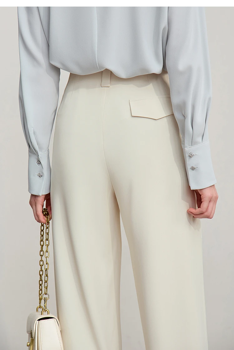 Amii Wide Pants 2026 Autumn New Commuter Absorption Breathable Women's Pants Solid Color Simple Casual Woman Trousers12611011