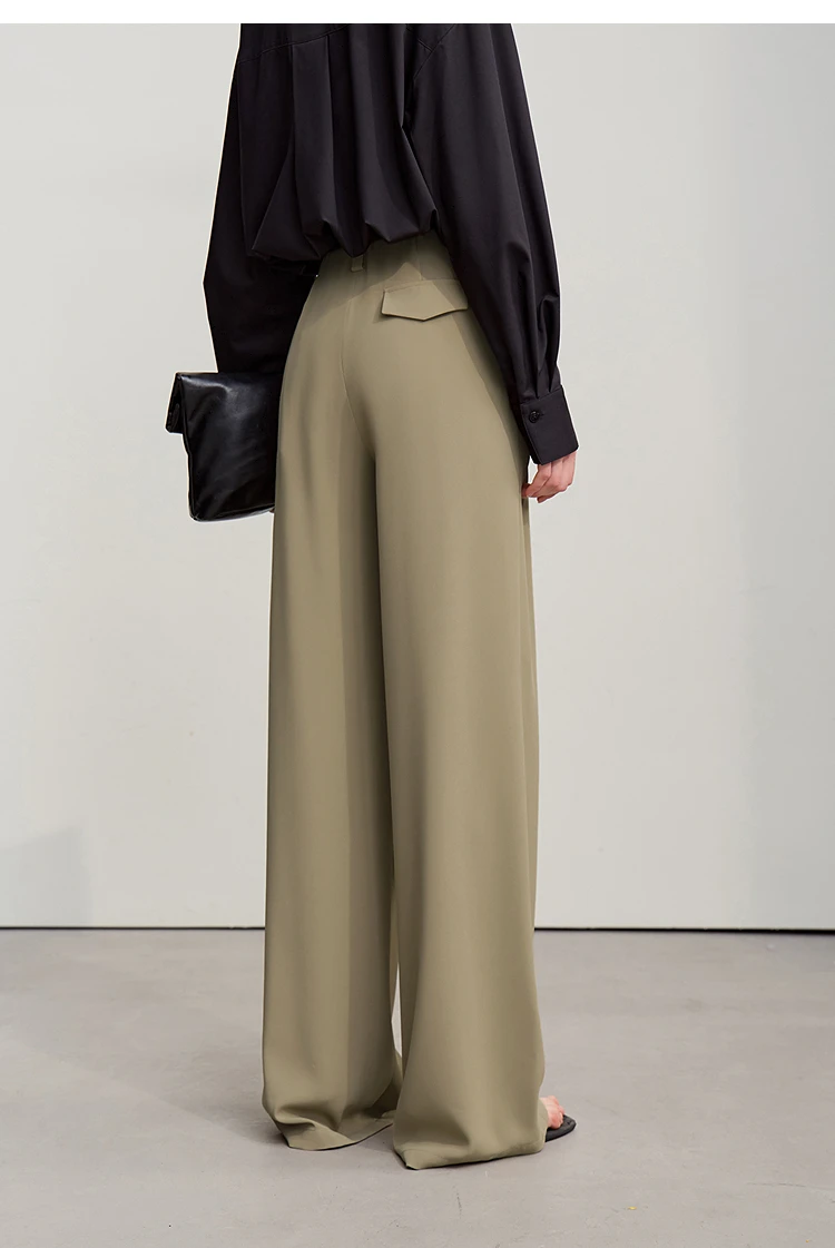 Amii Wide Pants 2026 Autumn New Commuter Absorption Breathable Women's Pants Solid Color Simple Casual Woman Trousers12611011