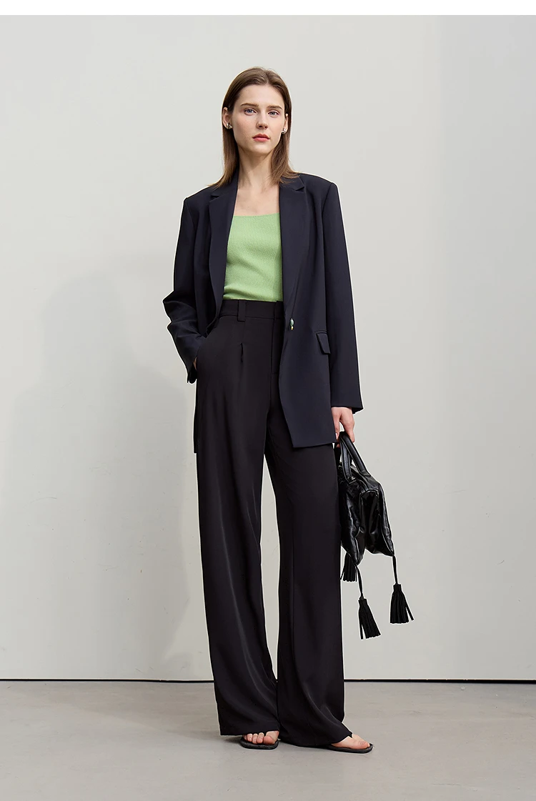 Amii Wide Pants 2026 Autumn New Commuter Absorption Breathable Women's Pants Solid Color Simple Casual Woman Trousers12611011