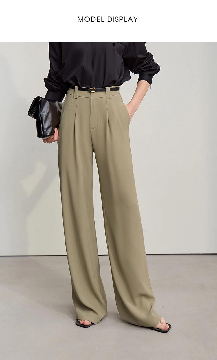 Amii Wide Pants 2026 Autumn New Commuter Absorption Breathable Women's Pants Solid Color Simple Casual Woman Trousers12611011