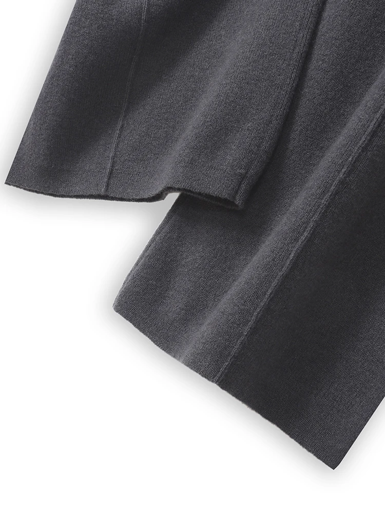 Autumn Winter Women 100% Merino Wool Knitted Wide Leg Pants Basic Soft Warm Cashmere Knit Trousers Casual Simple Style Korean