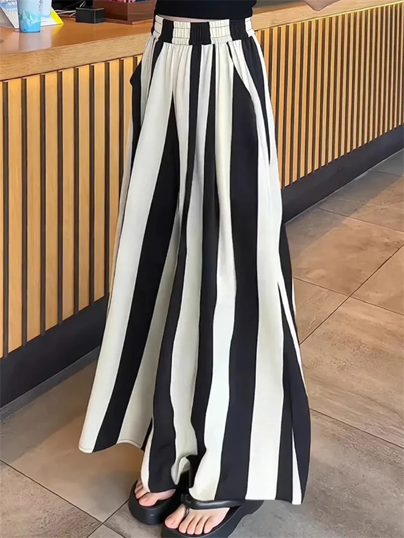 Women Pants 2025 New Striped Wide leg Pants For Female Casual Versatile Fashion Large Size Trousers Female Casual Pants