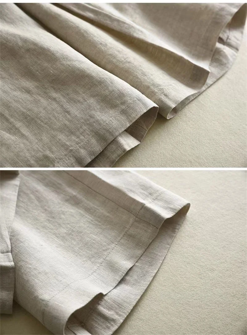 Women's Cotton Linen Straight Trousers Elastic High Waist Wild Wide Leg Pants Female Spring Summer Solid Color Loose Linen Pants