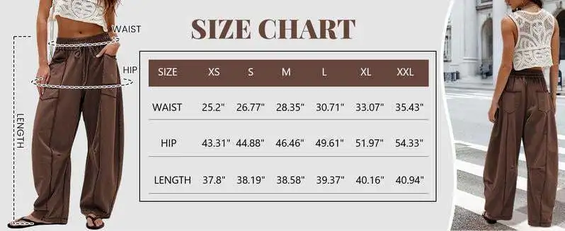 2025 Women's Pants Elastic Waist Drawstring Pocket Fashion High Street Casual Loose Sports Wide Leg Pants