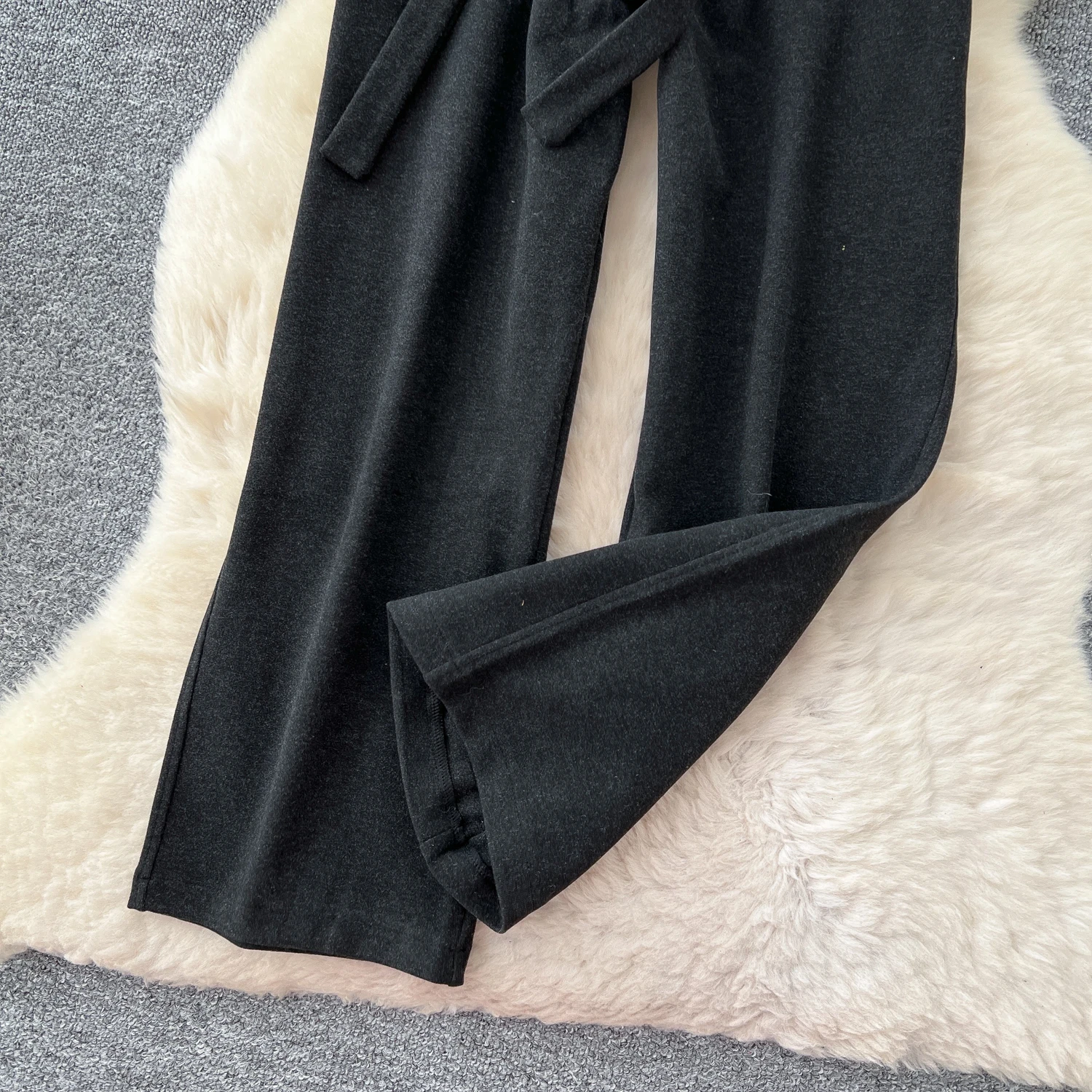 SINGREINY Simple Casual Long Pants Female High Waist Drawstring Pockets Chic Straight Pants Trendy Sports Wide Legs Trousers