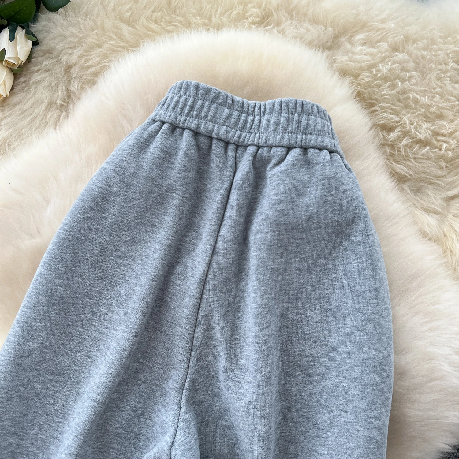 SINGREINY Simple Casual Long Pants Female High Waist Drawstring Pockets Chic Straight Pants Trendy Sports Wide Legs Trousers