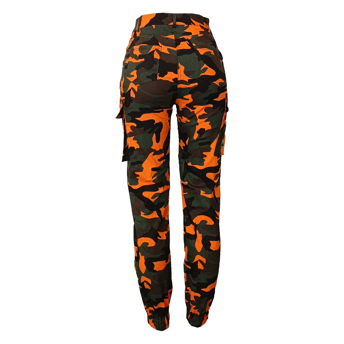 CM.YAYA Women’s Camouflage Printed Slim Cargo Pants 2024 Spring/Summer Pocket Jogger Street Fashion Safari Trousers