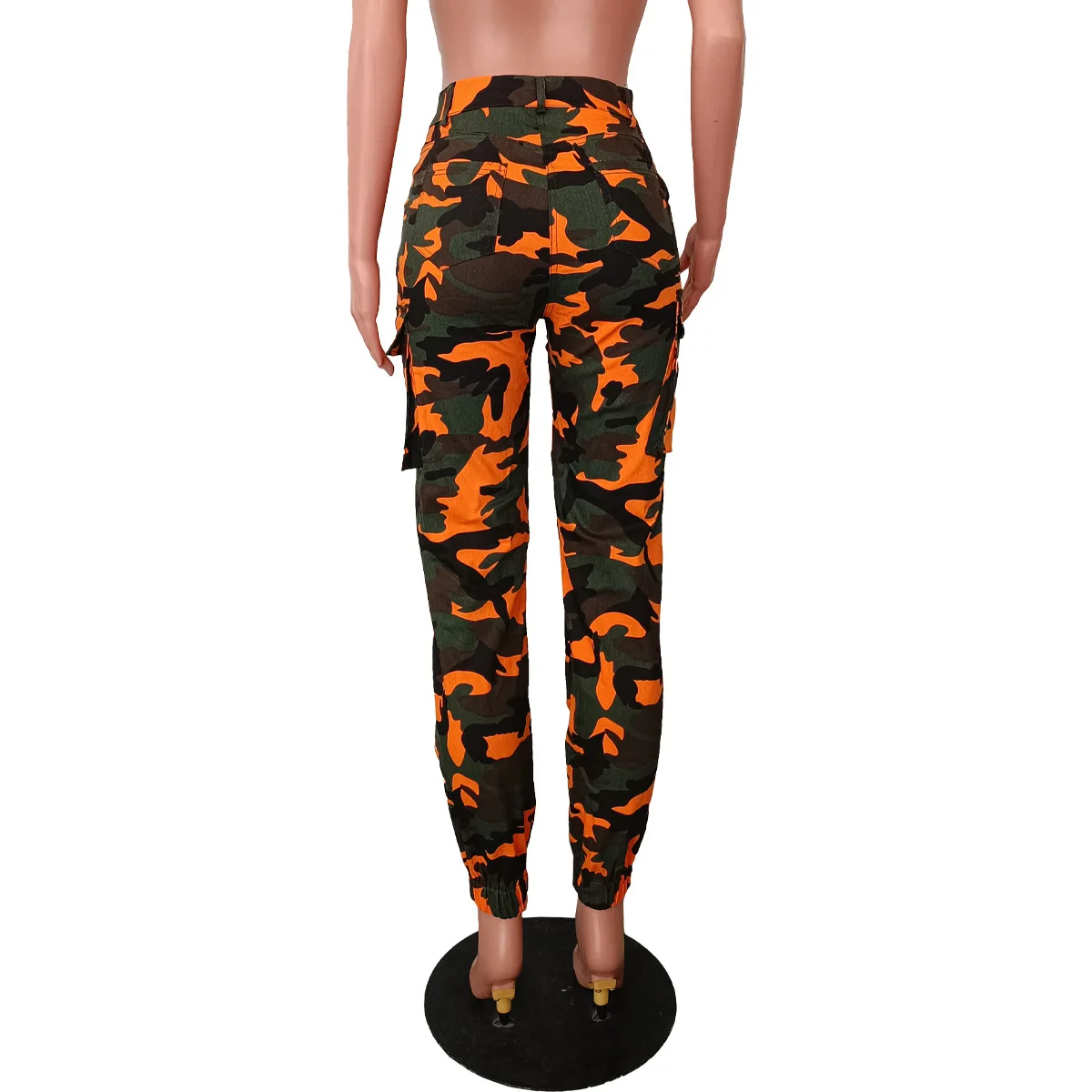 CM.YAYA Women’s Camouflage Printed Slim Cargo Pants 2024 Spring/Summer Pocket Jogger Street Fashion Safari Trousers