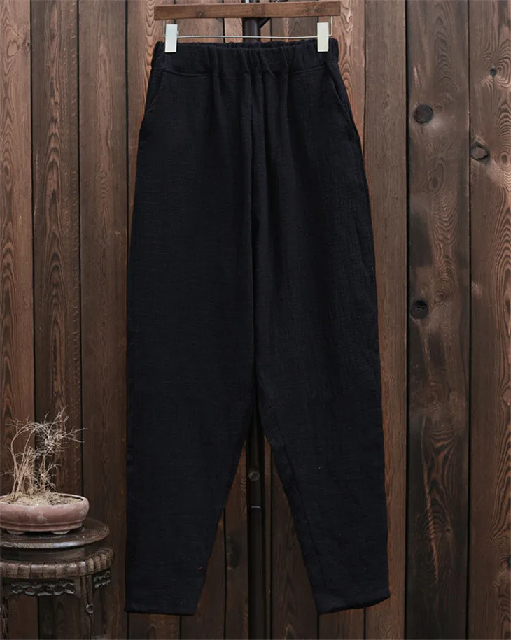 Plus Size Cotton Linen Harem Pants Women Summer Elastic Waist Candy Colors Hip Hop Trousers Autumn Vintage Pants 5XL 6XL