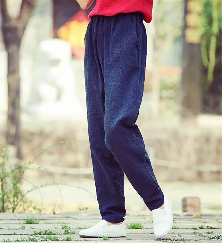 Plus Size Cotton Linen Harem Pants Women Summer Elastic Waist Candy Colors Hip Hop Trousers Autumn Vintage Pants 5XL 6XL
