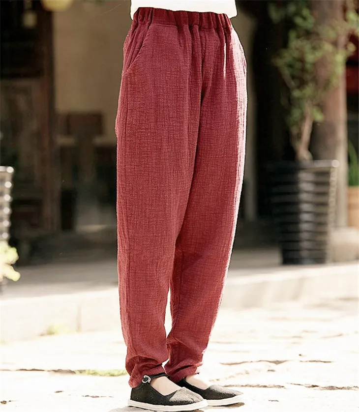 Plus Size Cotton Linen Harem Pants Women Summer Elastic Waist Candy Colors Hip Hop Trousers Autumn Vintage Pants 5XL 6XL