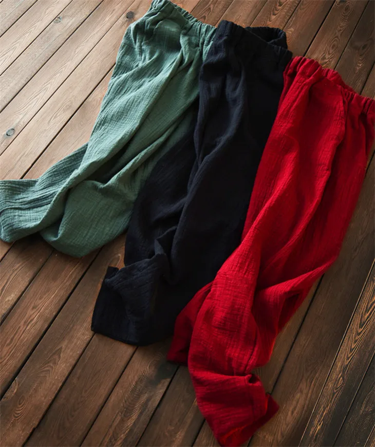 Plus Size Cotton Linen Harem Pants Women Summer Elastic Waist Candy Colors Hip Hop Trousers Autumn Vintage Pants 5XL 6XL