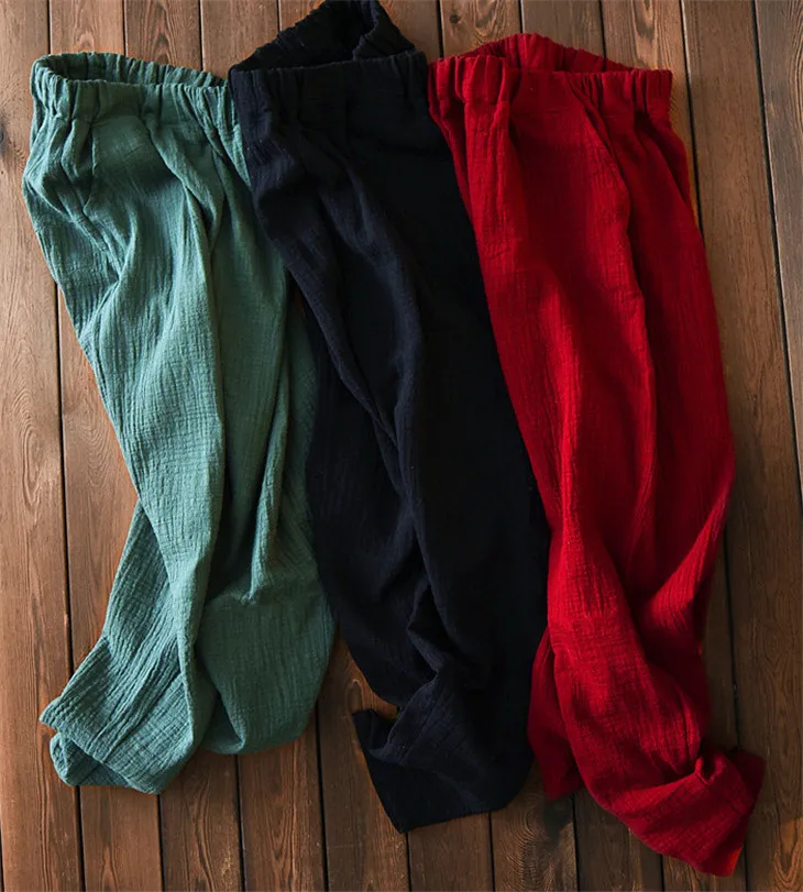 Plus Size Cotton Linen Harem Pants Women Summer Elastic Waist Candy Colors Hip Hop Trousers Autumn Vintage Pants 5XL 6XL