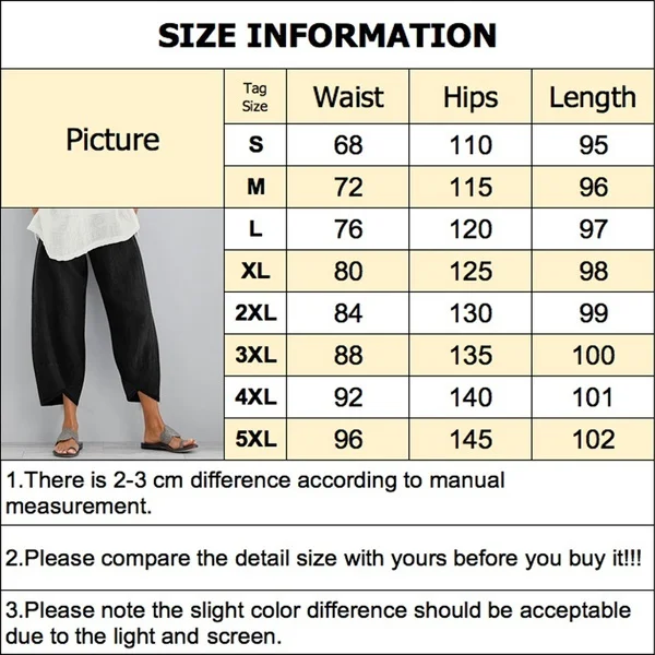 Women Harem Pants Vintage Cotton Linen Elastic Waist Wide Leg Trousers Female Casual Solid Pockets Loose Cropped Pants