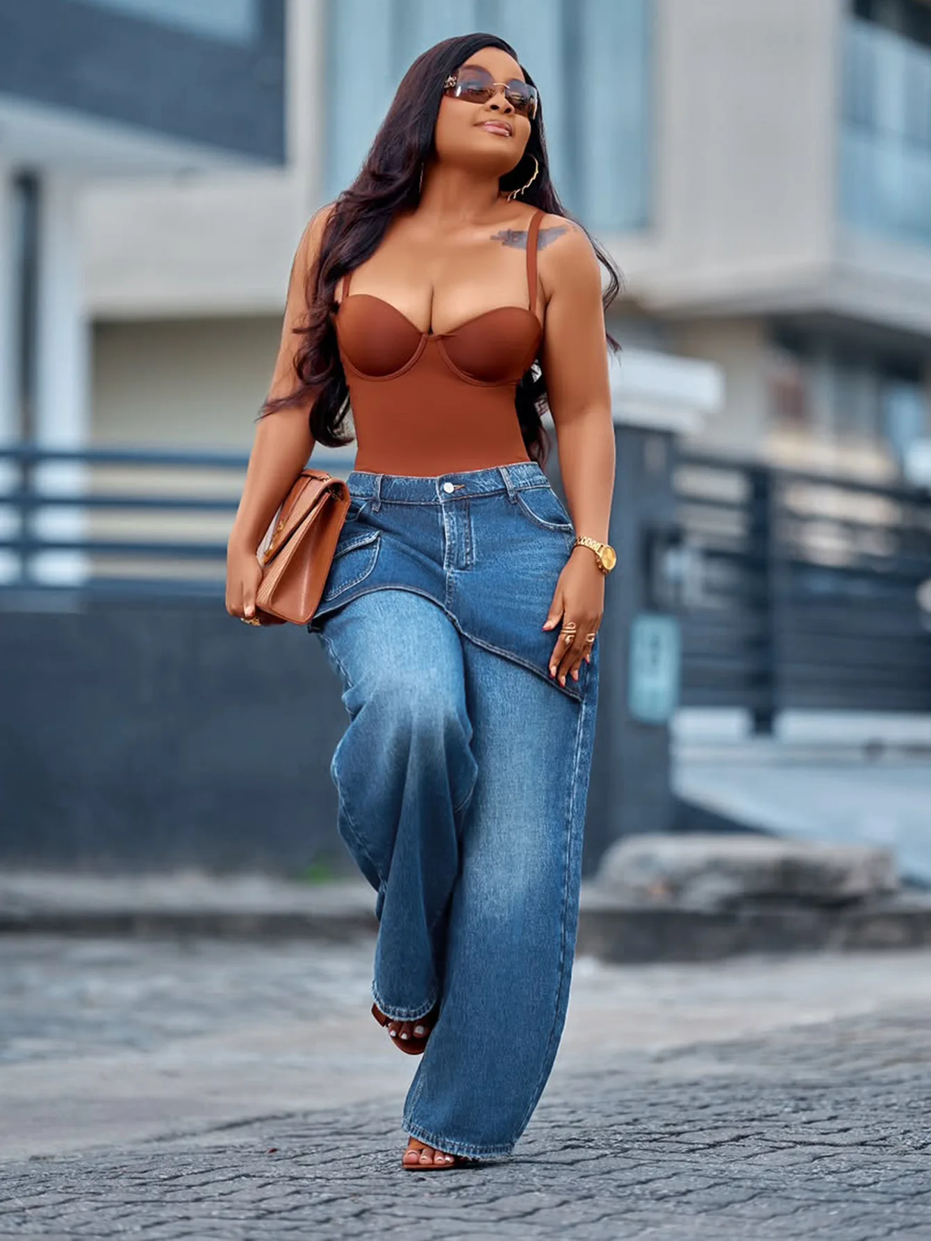 Denim Pant Women Jeans Vintage Wide Leg Long Pants Slim Fit High Waist Straight Trousers Y2k Streetwear Elegant Work Casual