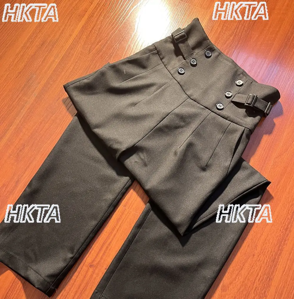 High Waist Straight Pants Y2k Vintage Court British Buttons Autumn 2026 Spring New Commute Thin Versatile Black Trousers Women