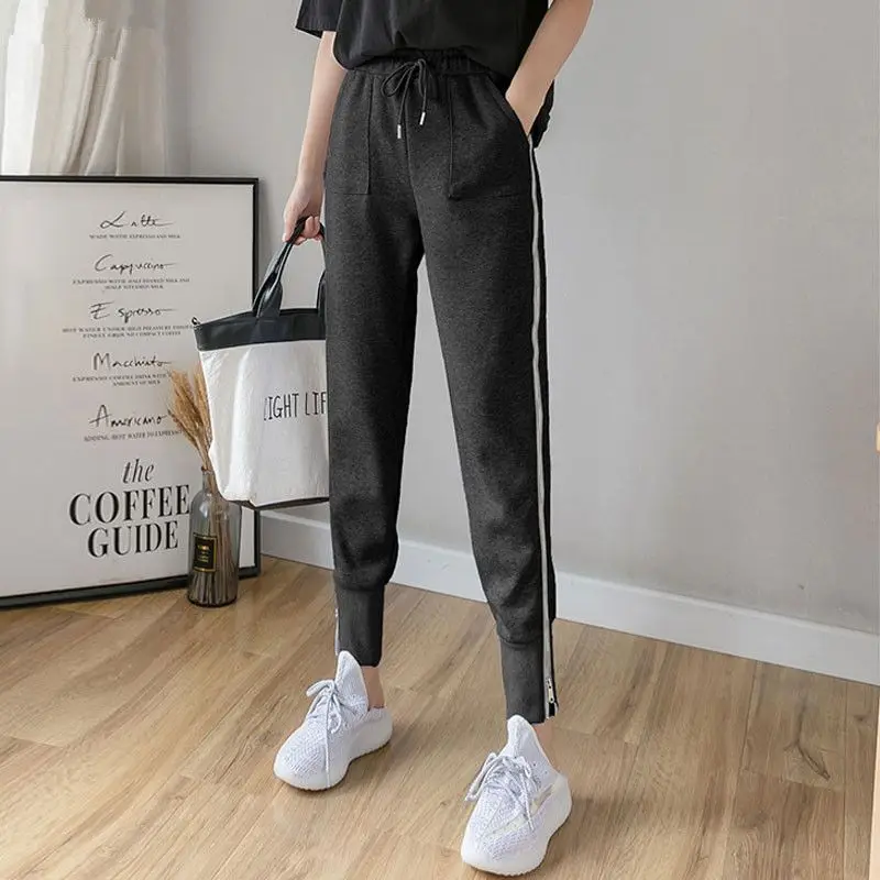 Women's Zipper Harem Pants Loose Streetwear Sweatpants Casual Leggings Fashion Korean Female Cargo Pants Womnn Hip Hop Trousers
