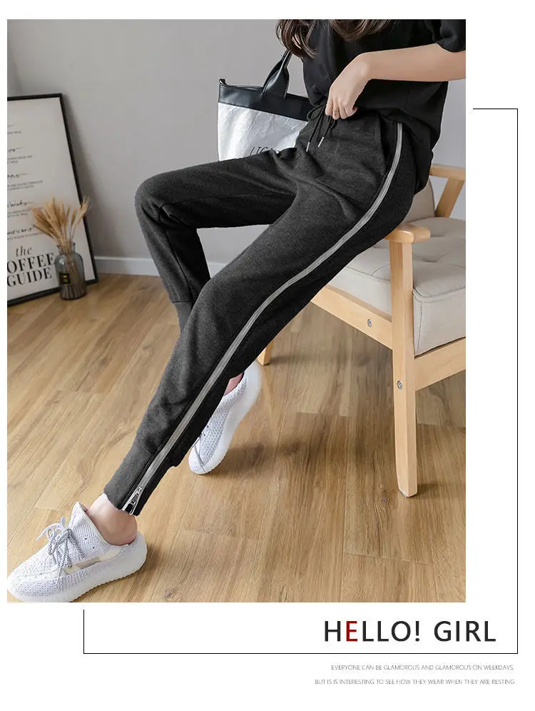 Women's Zipper Harem Pants Loose Streetwear Sweatpants Casual Leggings Fashion Korean Female Cargo Pants Womnn Hip Hop Trousers