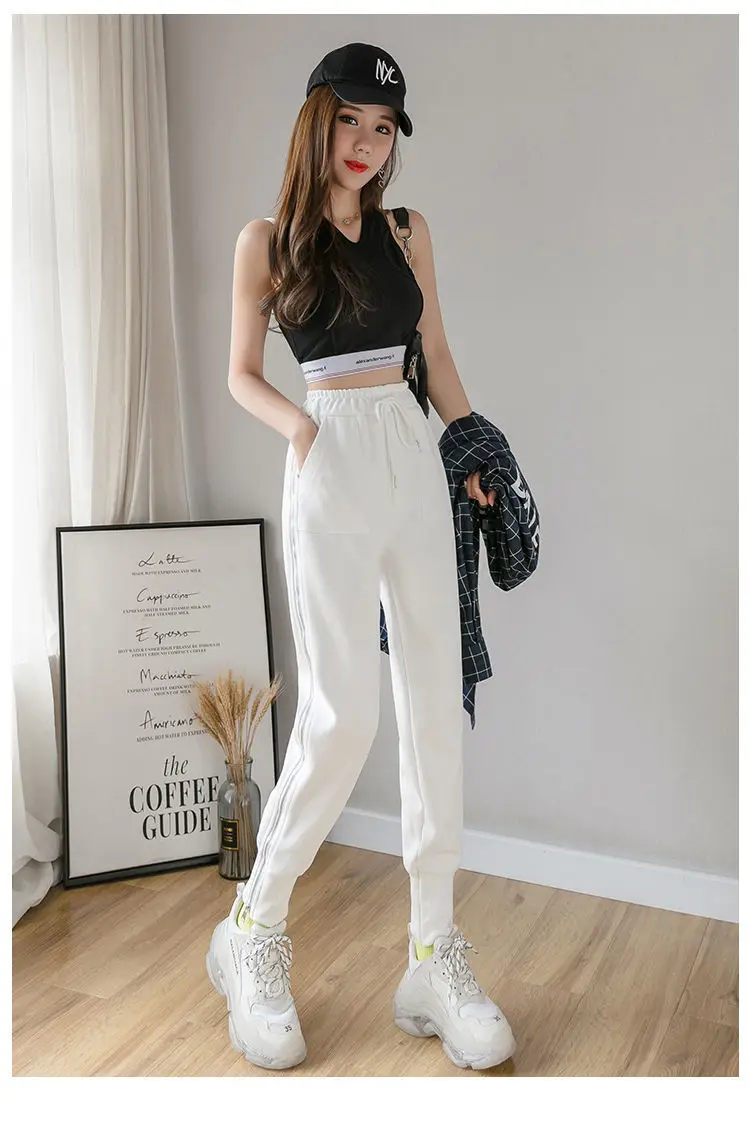 Women's Zipper Harem Pants Loose Streetwear Sweatpants Casual Leggings Fashion Korean Female Cargo Pants Womnn Hip Hop Trousers