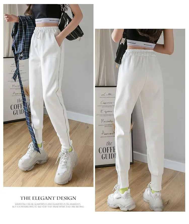 Women's Zipper Harem Pants Loose Streetwear Sweatpants Casual Leggings Fashion Korean Female Cargo Pants Womnn Hip Hop Trousers