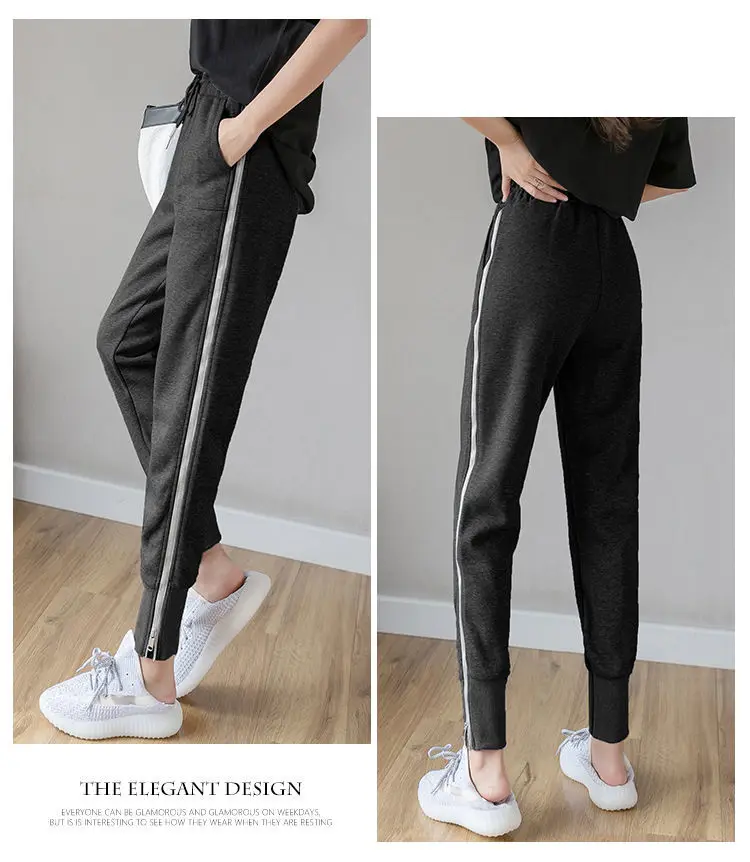 Women's Zipper Harem Pants Loose Streetwear Sweatpants Casual Leggings Fashion Korean Female Cargo Pants Womnn Hip Hop Trousers