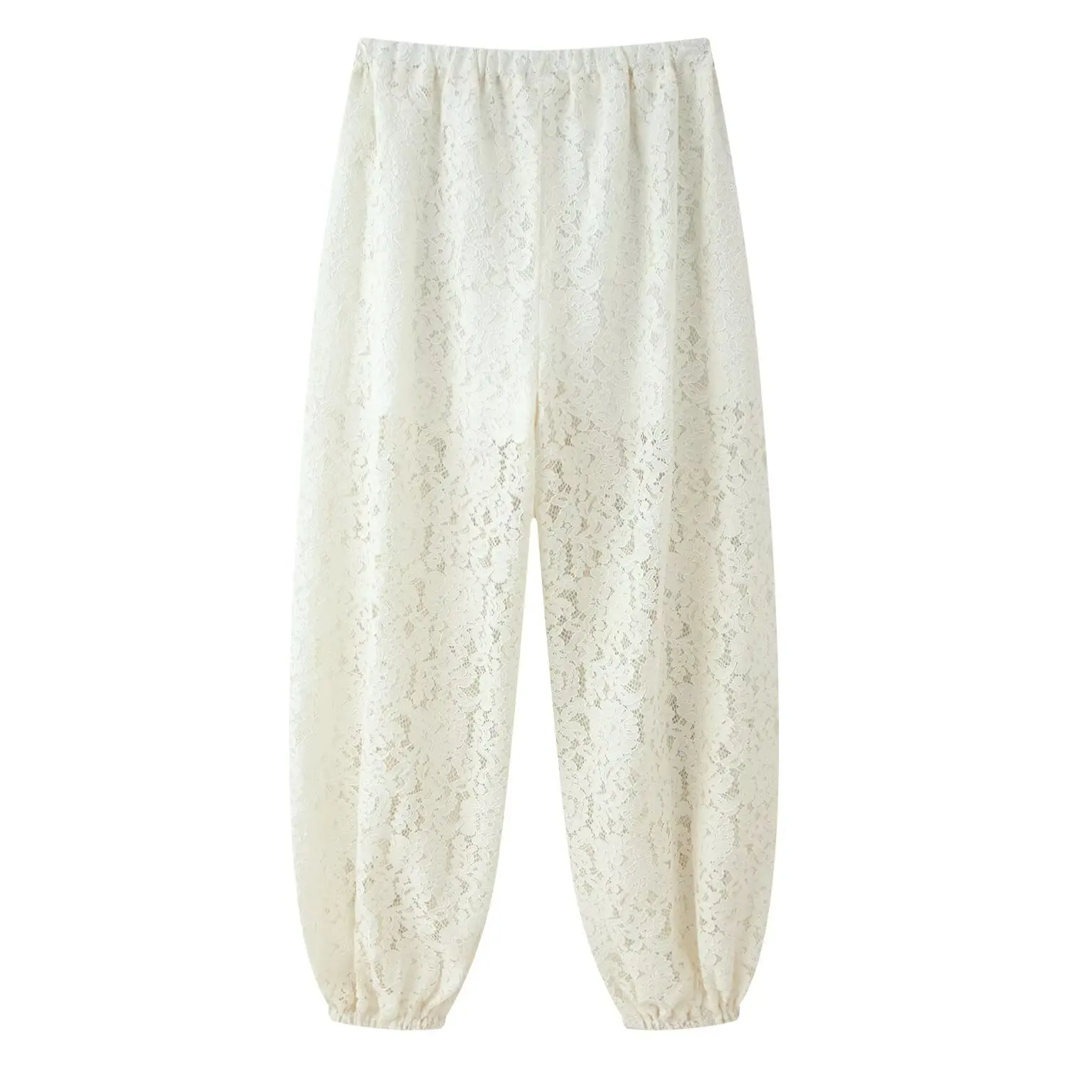Nlzgmsj 2026 Spring Summer Casual Chic lace Women  Lantern Pants Fashion Loose Elastic Waist  Hollow Out Trouser