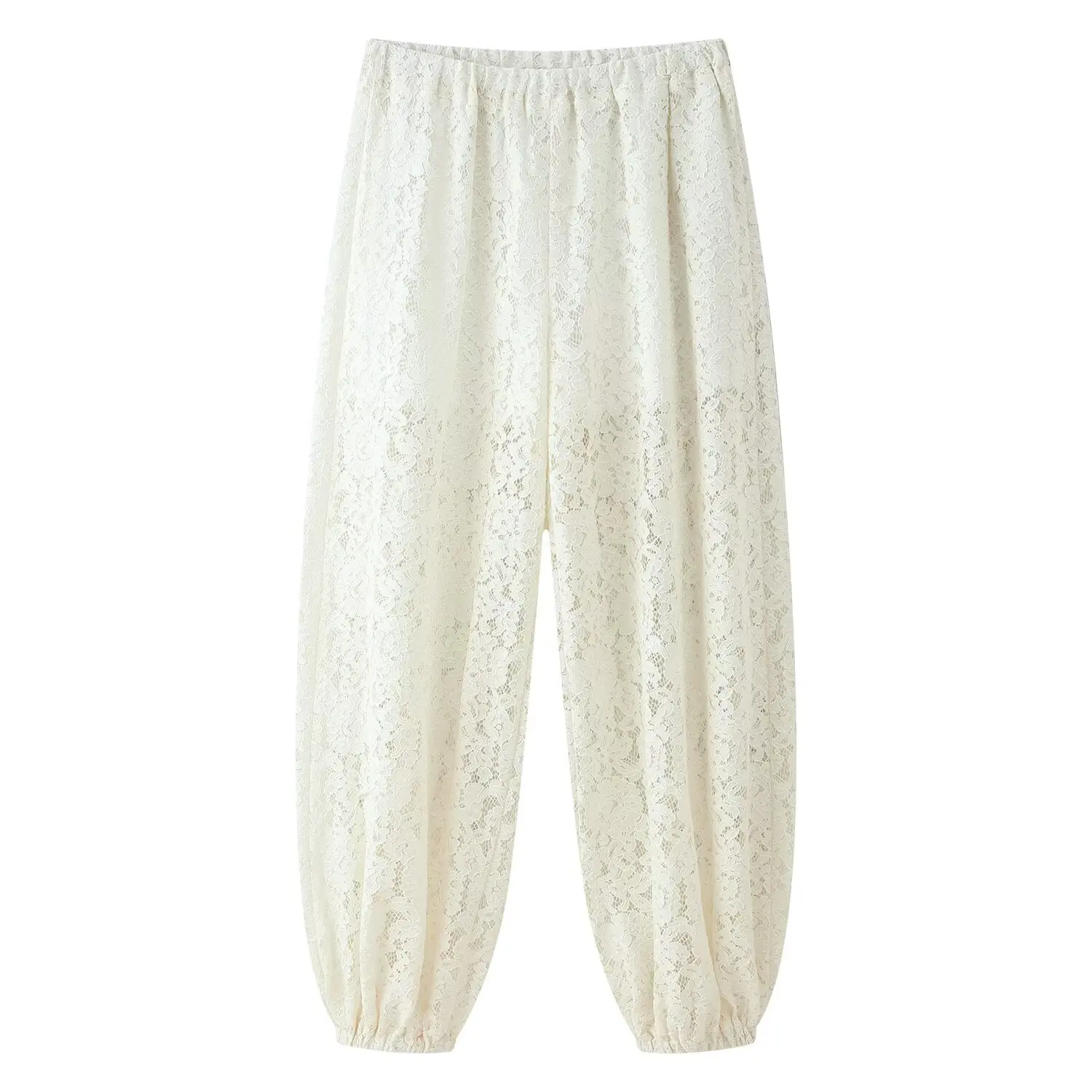 Nlzgmsj 2026 Spring Summer Casual Chic lace Women  Lantern Pants Fashion Loose Elastic Waist  Hollow Out Trouser