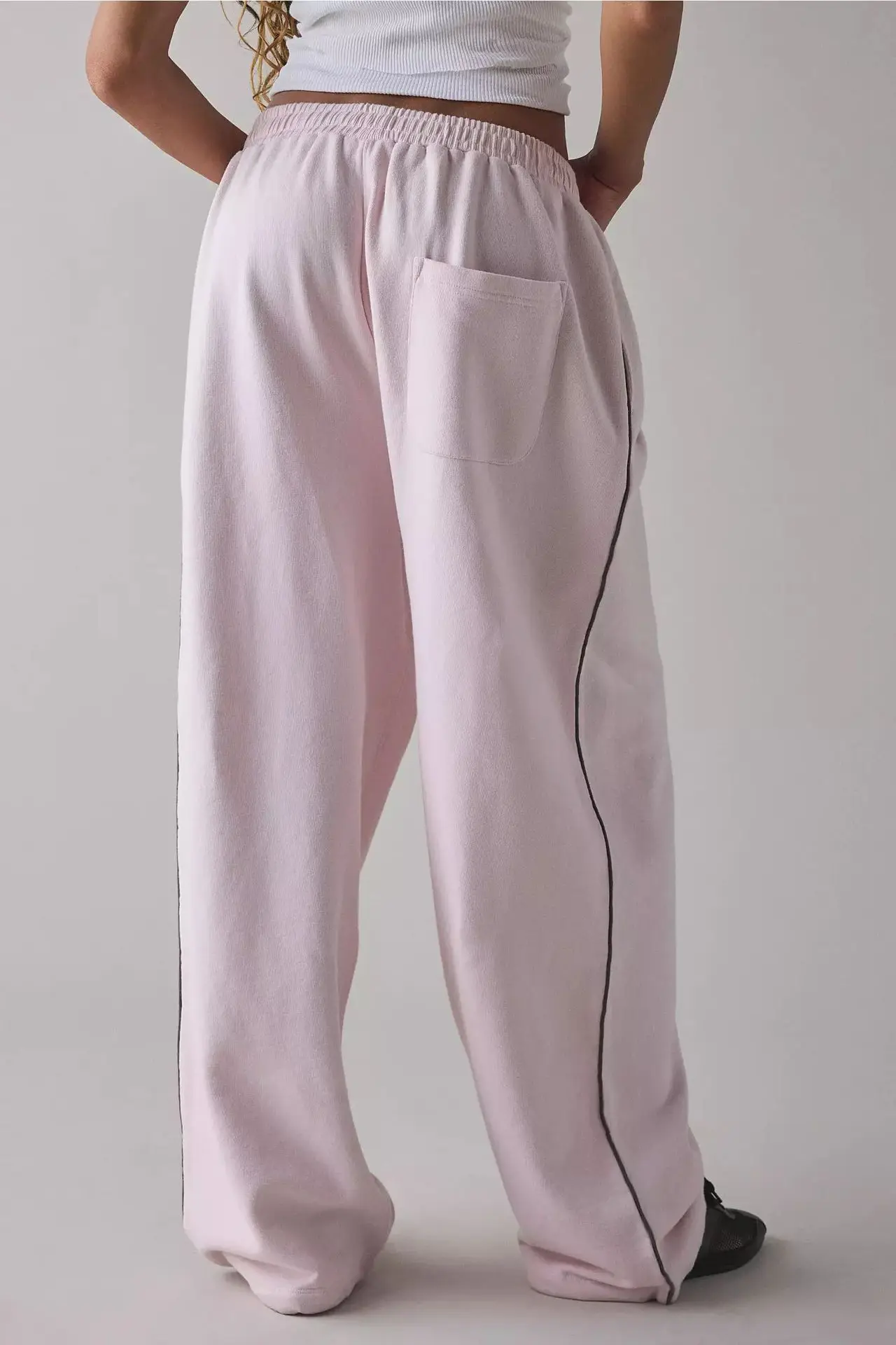 Pink Y2k Women's Casual Loose-fitting Letter Embroidery Gray Jogging Pants Wide-leg Straight Leg Pants Classic Sports Pants 2026