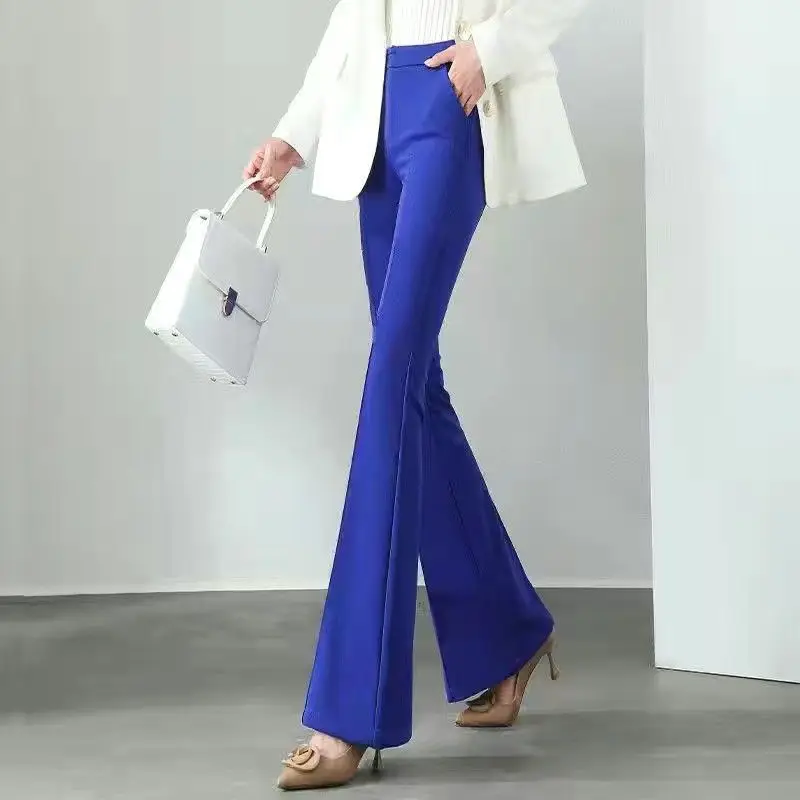Flare Women's Pants Autumn Slacks Xxl High Quality Cotton Comfortable Stretch New in Y2k Streetwear 90s G Yellow Female Trousers