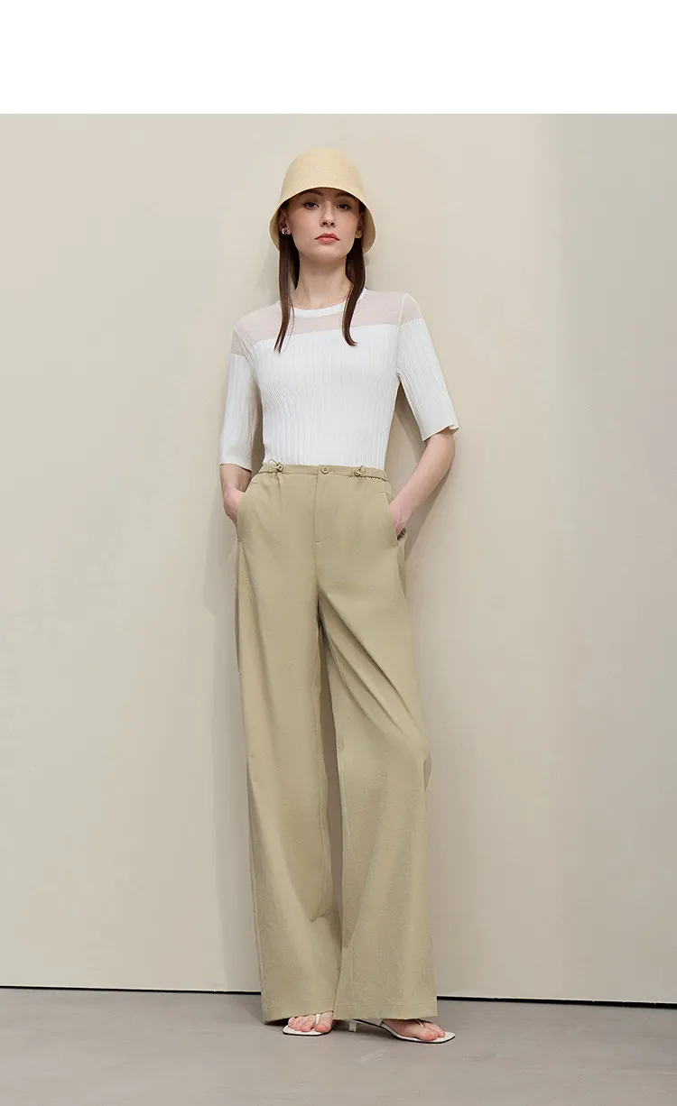 Amii Women's Pants 2026 Summer New Textured Loose Wide Leg Trousers Elastic Waist Casual Versatile Pants For Women 12622110