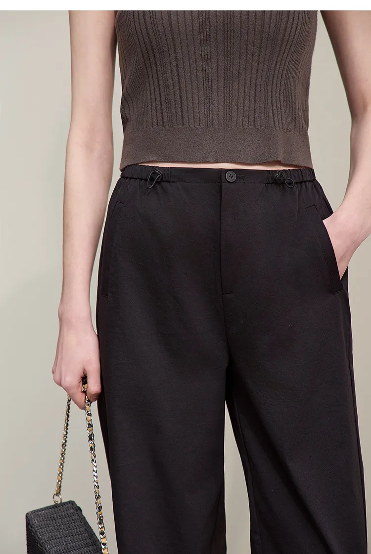 Amii Women's Pants 2026 Summer New Textured Loose Wide Leg Trousers Elastic Waist Casual Versatile Pants For Women 12622110