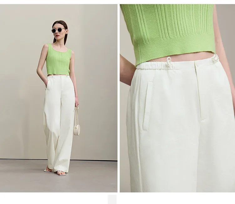 Amii Women's Pants 2026 Summer New Textured Loose Wide Leg Trousers Elastic Waist Casual Versatile Pants For Women 12622110