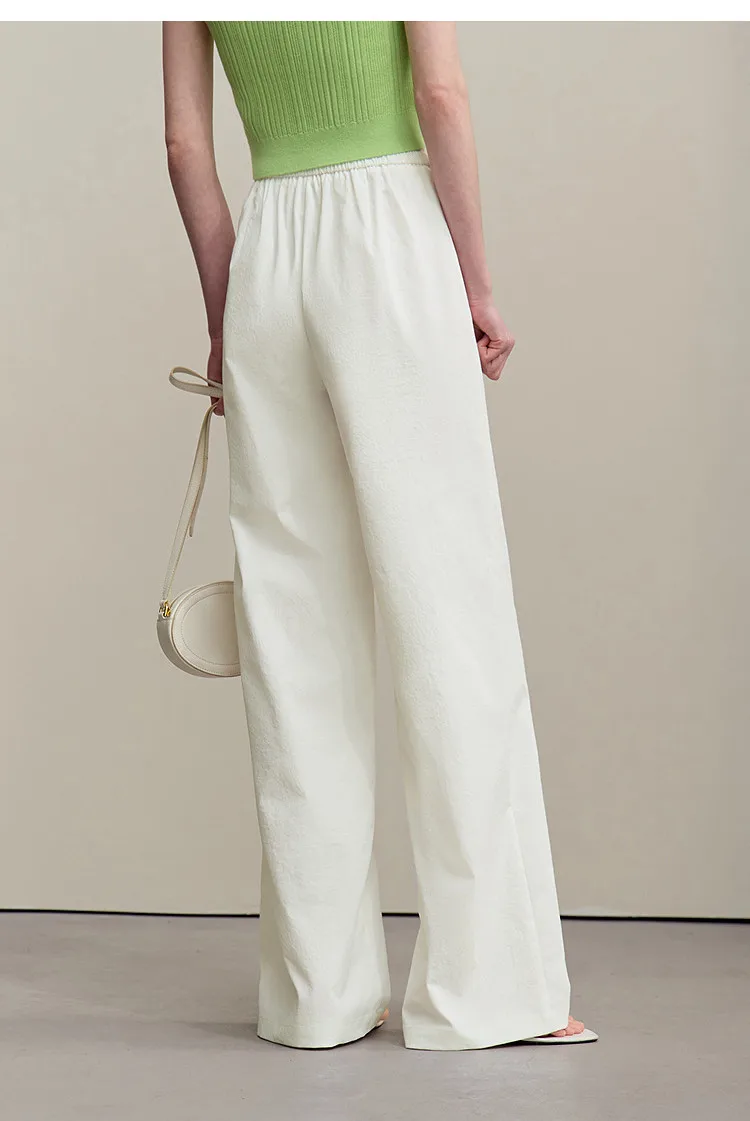 Amii Women's Pants 2026 Summer New Textured Loose Wide Leg Trousers Elastic Waist Casual Versatile Pants For Women 12622110