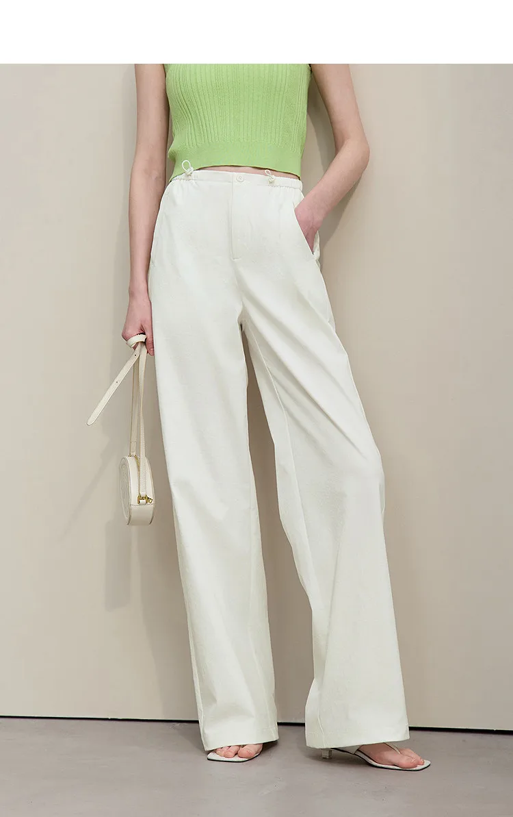 Amii Women's Pants 2026 Summer New Textured Loose Wide Leg Trousers Elastic Waist Casual Versatile Pants For Women 12622110