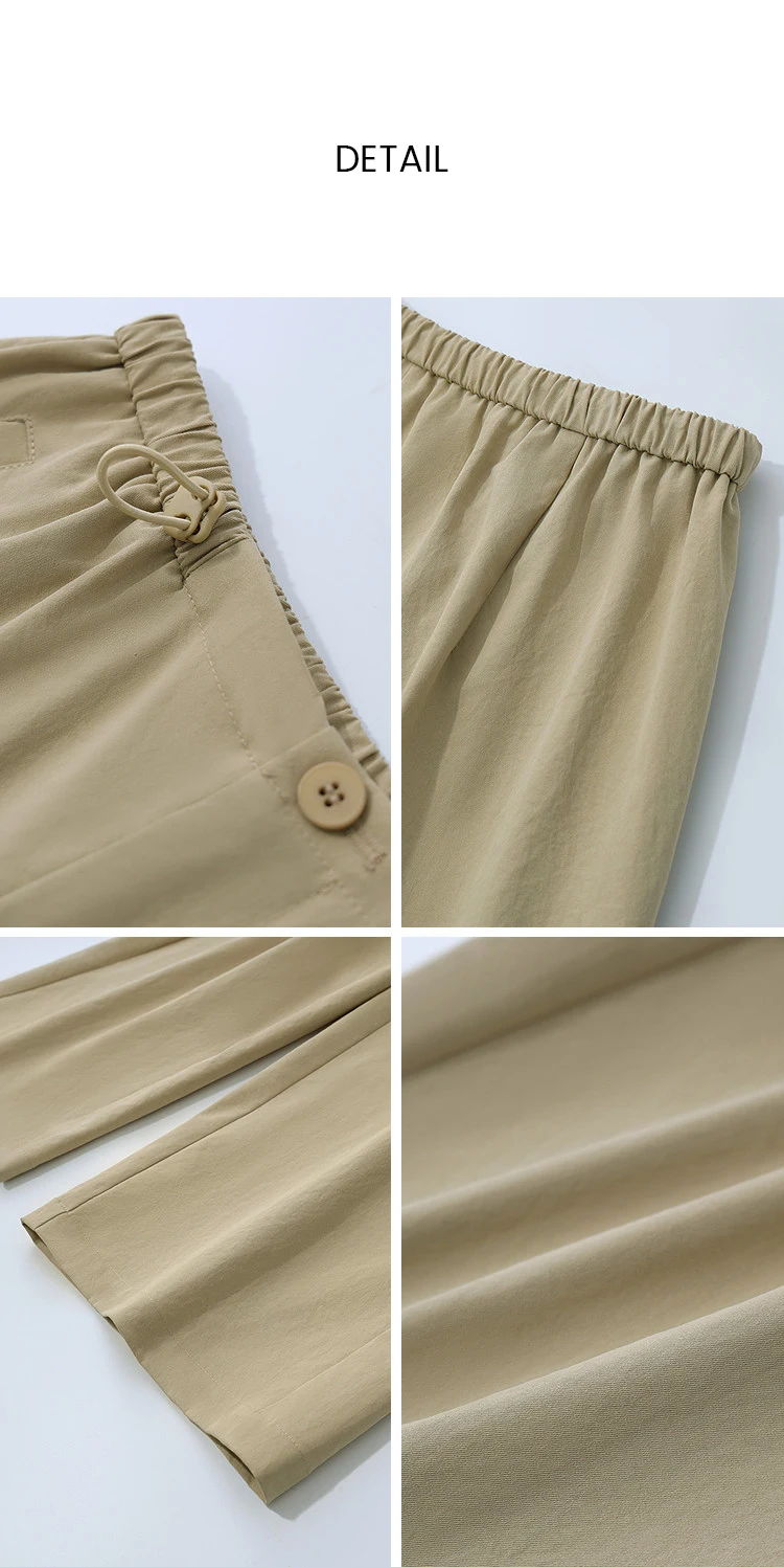 Amii Women's Pants 2026 Summer New Textured Loose Wide Leg Trousers Elastic Waist Casual Versatile Pants For Women 12622110