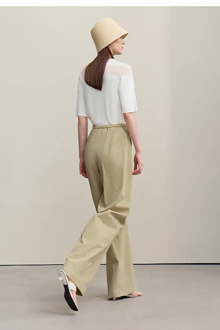 Amii Women's Pants 2026 Summer New Textured Loose Wide Leg Trousers Elastic Waist Casual Versatile Pants For Women 12622110