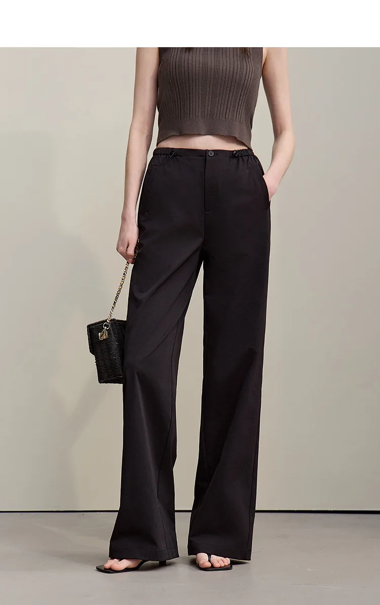 Amii Women's Pants 2026 Summer New Textured Loose Wide Leg Trousers Elastic Waist Casual Versatile Pants For Women 12622110