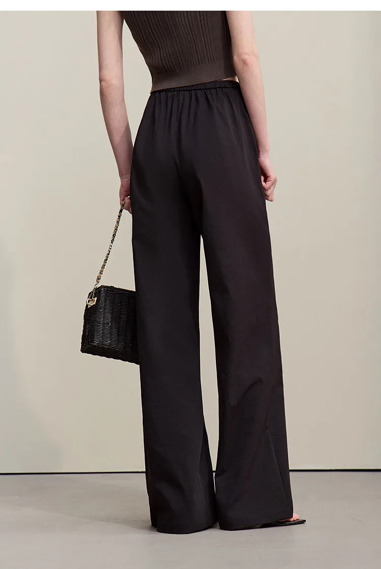 Amii Women's Pants 2026 Summer New Textured Loose Wide Leg Trousers Elastic Waist Casual Versatile Pants For Women 12622110