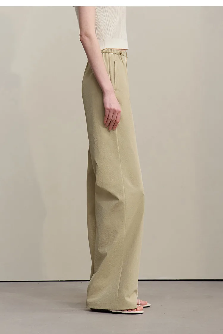 Amii Women's Pants 2026 Summer New Textured Loose Wide Leg Trousers Elastic Waist Casual Versatile Pants For Women 12622110