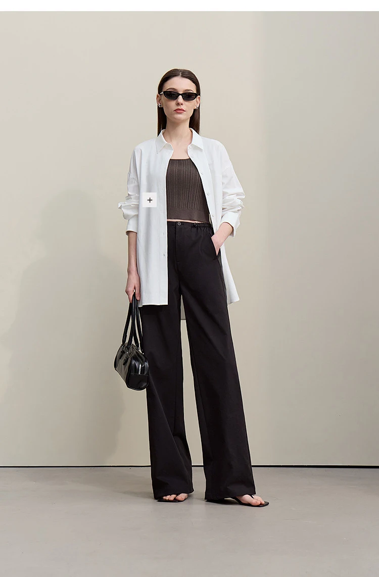 Amii Women's Pants 2026 Summer New Textured Loose Wide Leg Trousers Elastic Waist Casual Versatile Pants For Women 12622110