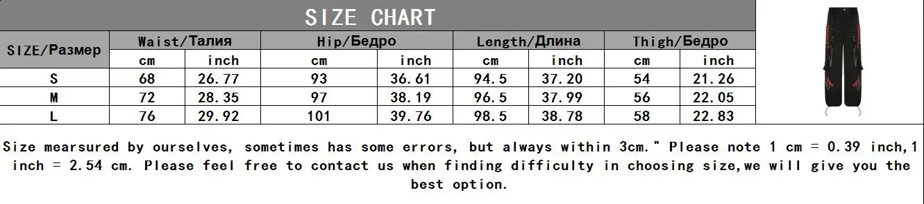 Cyber Punk Unisex Cargo Wide Leg Pants Chain Bandage Ruched Tie Capris Pants Women Gothic Baggy Trousers BF Hippie Grunge Jogger