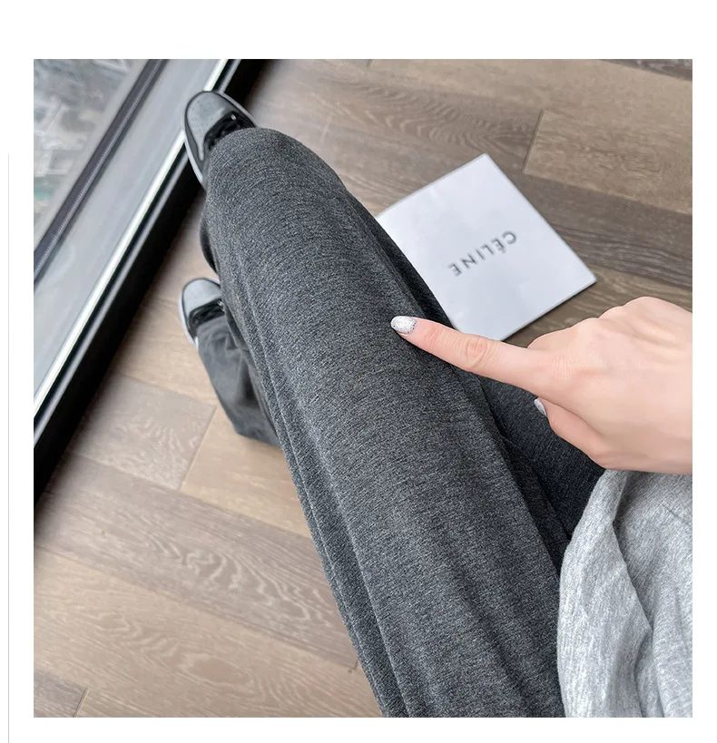 BIVIGAOS Women Summer Gray Ultra-Thin Modal Wide Leg Pants Elastic Loose Casual High Waist Dance Pants Home Sunscreen Pants