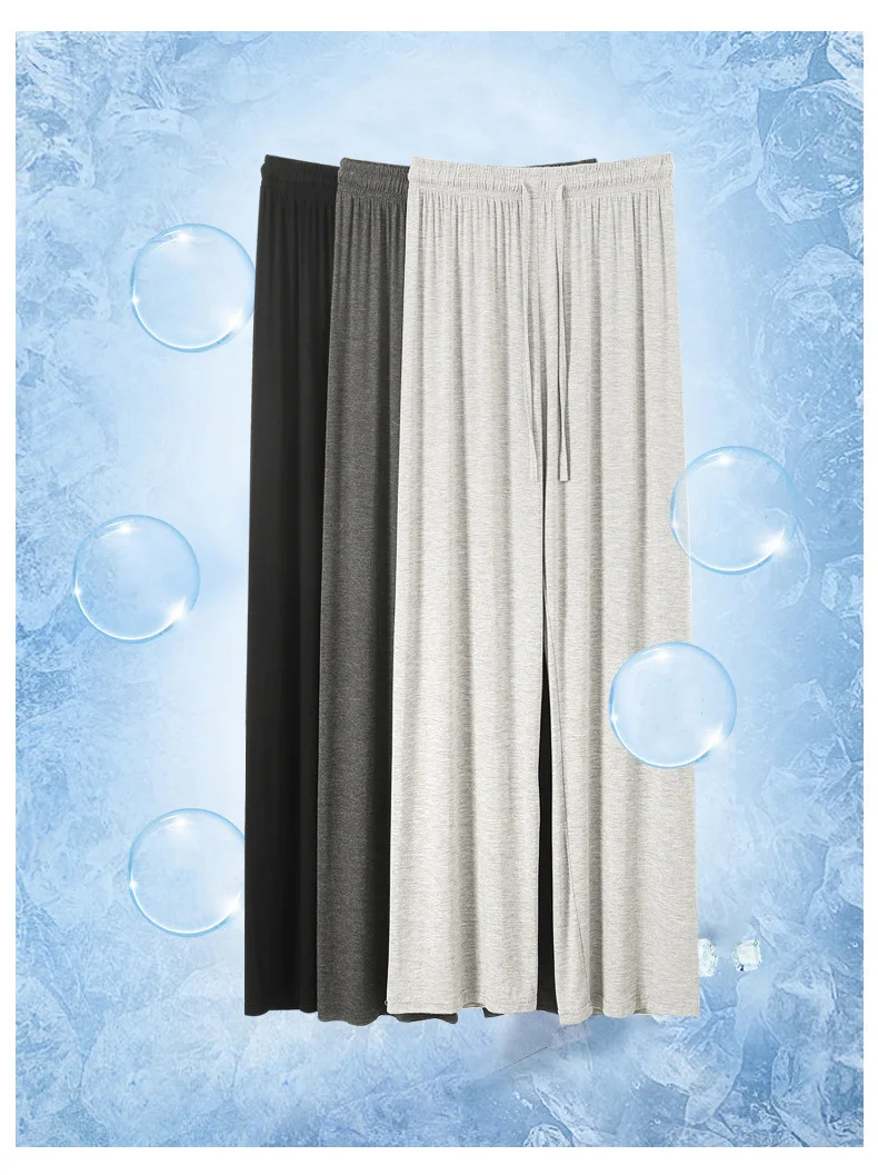 BIVIGAOS Women Summer Gray Ultra-Thin Modal Wide Leg Pants Elastic Loose Casual High Waist Dance Pants Home Sunscreen Pants
